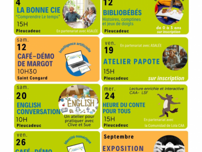 Programme du mois de Septembre de la médiathèque