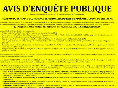 Enquête publique - Révision du SCoT du Pays de Ploërmel – Cœur de Bretagne